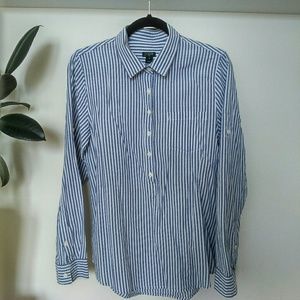 J.Crew Popover Blue/White Pinstripe Button-Down M